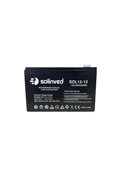 SOLİNVED 12V 12AH Ups ve Alarm Aküsü