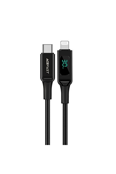 Acefast Cablu de date Type-C la Lightning, Încărcare rapidă, 3A, Afișaj LED, ...