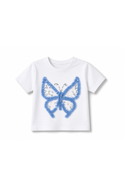 HER ŞEY NOTA www.herseynota.com Tricou pentru fete cu detaliu fluture, alb, 3...