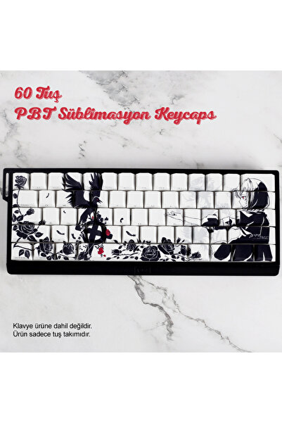 silabor Retro Mürekkep Tarzı PBT Keycaps Süblimasyon Klavye Tuş Takımı Modifi...