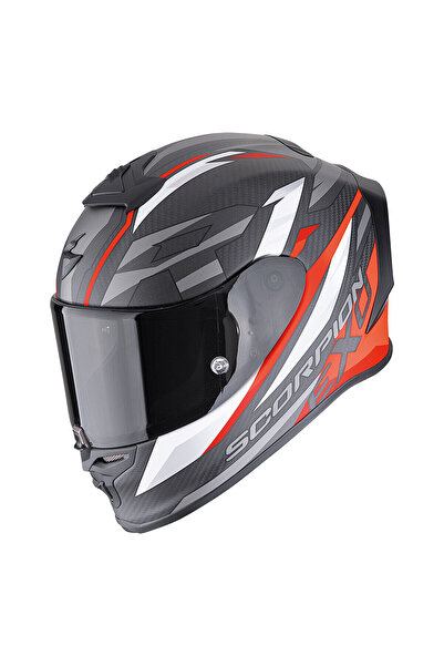 Scorpion EXO R1 Evo Carbon Runner Spor Motosiklet Kask Mat Siyah Kırmızı