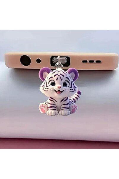 Mi7a Purple Tiger Figürlü Telefon Charmı (Lighting (iPhone) Uyumlu Şarj Soket...