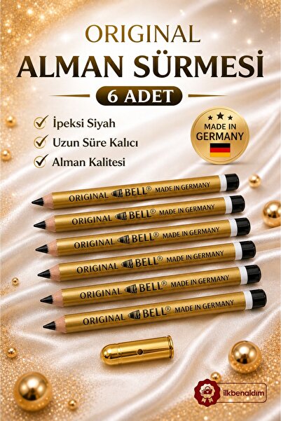 İlkbenaldim Ekonomik 6’lı Alman Sürmesi Seti Siyah Göz Sürme Kalemi Made in G...