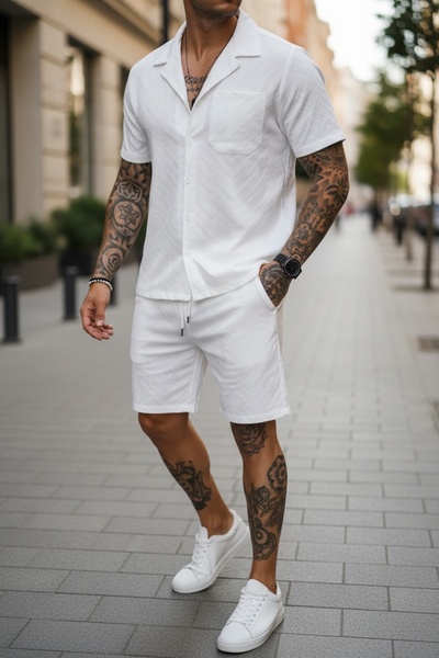 casualshoes Men's summer suit, shirt and shorts, comfortable, Drapey, fashion...