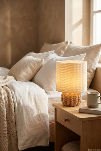 Decorstation Silindirik Halat Desenli Masa Lambası | İskandinav Tarzı Dekorat...