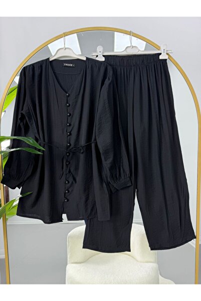 VOLT CLOTHİNG Mini Buttoned Jacquard Trouser Suit