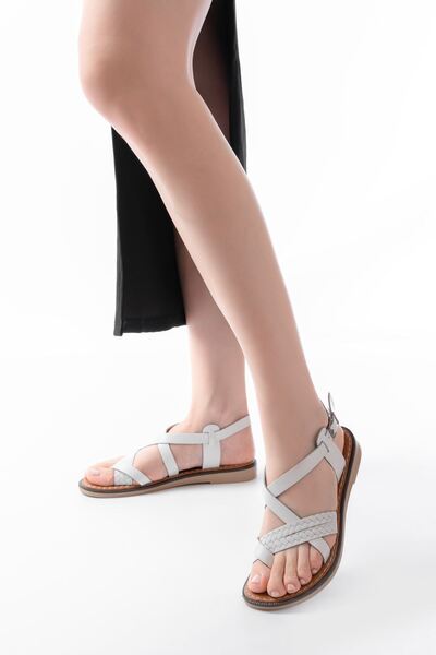 Zerenyus ZRİN-205-09 Sandale de damă din piele naturală ortopedică, albă premium