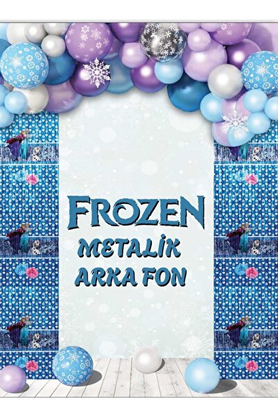 Dizayn Parti Evi Buz Prensesi Karlar Prensesi Elsa Temalı Metalik Arka Fon Pe...
