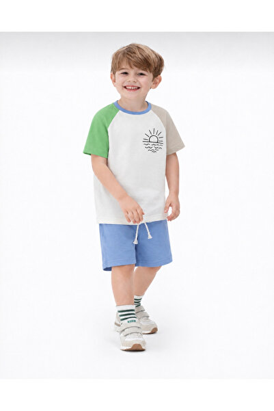 BABY SPORT Αγορίστικο σετ καλοκαιρινό βαμβακερό εμπριμέ σορτς επάνω και κάτω ...