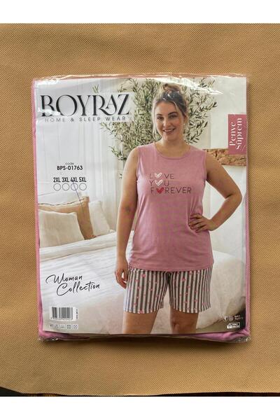 BOYRAZ Büyük Beden Pijama Takımı Alt-Üst Desenli