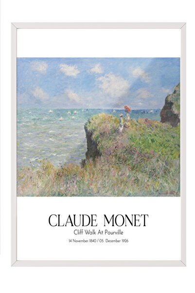 Postifull Klod Monet - Šetnja po steni u Purvilu, slika sa belim obrubom, ser...