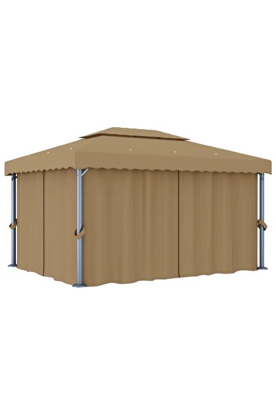 vidaxl FOISOR cu perdea, gri taupe, 4x3 m, aluminiu