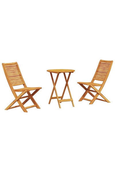 vidaxl Set Bistro Pliabil 3 pcs Maro Lemn Solid de Acacia