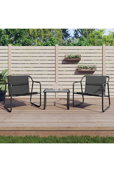 Concept Set mobilier de grădină, cu perne, antracit, 3 piese, oțel