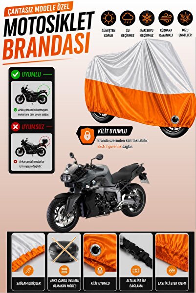 Cemku Twin غطاء محرك متوافق مع BMW K 1300 R باللون الرمادي من الأعلى والبرتقا...