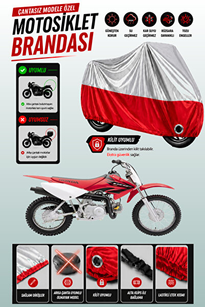 Cemku Twin غطاء محرك متوافق مع هوندا CRF 70 F باللون الرمادي من الأعلى والأحم...