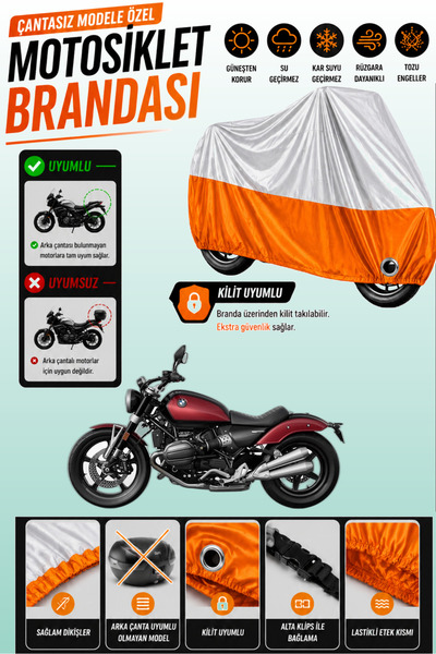 Cemku Twin غطاء محرك متوافق مع BMW R 12 باللون الرمادي من الأعلى والبرتقالي م...