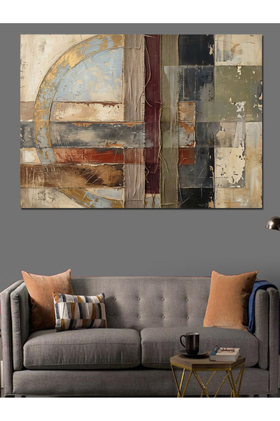 Artmeg Linii și forme geometrice abstracte Pânză decorativă - Tablou din lemn...