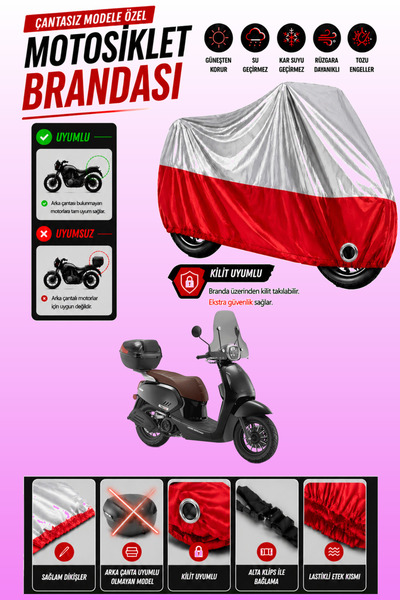 Cemku Twin Top Gray - Bottom Red Rks Vps 125 Compatible Engine Cover, Rear Ba...