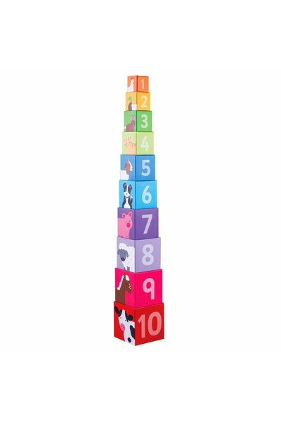 BIGJIGS Toys Stacking Cubes - Farm