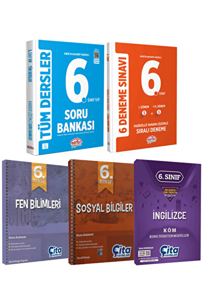 Editör Yayınevi 6. Sınıf Tüm Dersler Soru Bankası+ 6 Deneme Sınavı+ Çita Fen-...