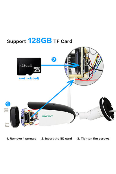 SV3C Cameră de supraveghere fixa pentru exterior WiFi, control prin aplicatie 1080 P HD, 4 Megapixels Super HD 2560x1440