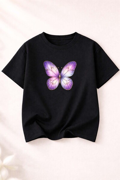 herkesemoda Tricou de damă din bumbac cu decolteu rotund și imprimeu cu flutu...