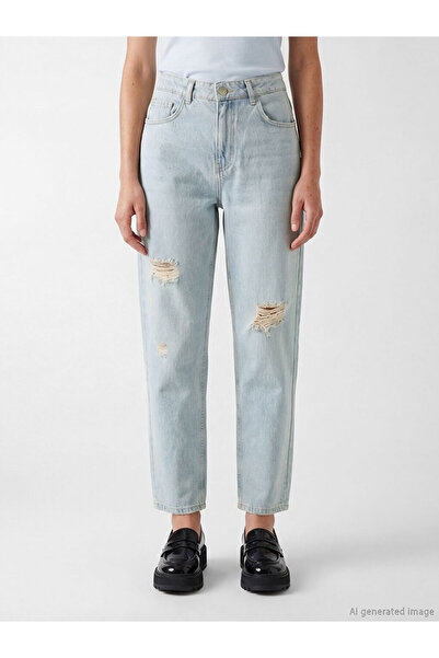 LC Waikiki Boyfriend Fit Ripped Detailed Women's Jean Trousers