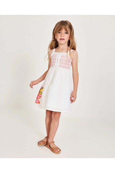 Tuc Tuc Girl's Strappy Embroidered Summer Dress 2-8 Years White