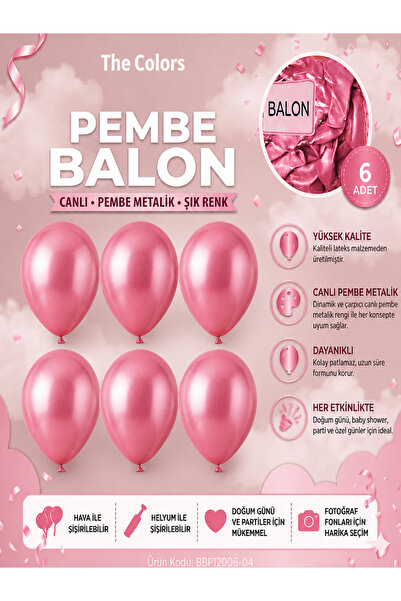 ÇAVUŞ E-TİCARET Pembe Metalik Balon Seti,Doğum Günü Parti Balonu Parti Süsleme