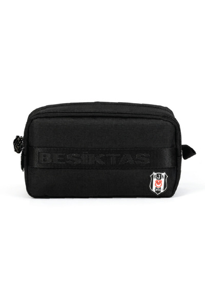 Beşiktaş Lisanslı Kalemlik - Siyah Kolon Detaylı 2 Bölmeli Kalem Çantası