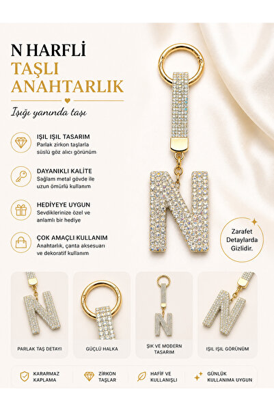 Nuvia N HARFLİ TAŞLI ANAHTARLIK