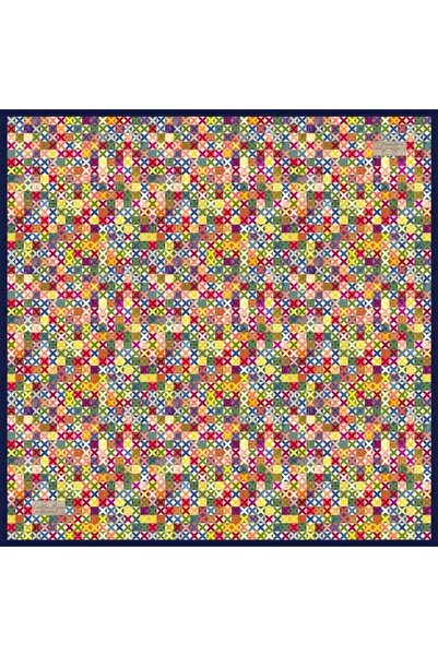 LA BOUTIQUE Sura Silk Scarf Blue Geometric Pattern 2515 - 06