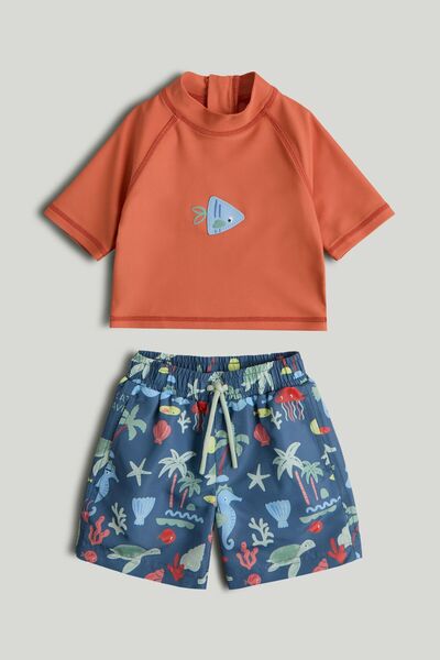 MOTHERCARE طقم سترة واقية من الشمس UPF50+ وشورت سباحة من سانفاست