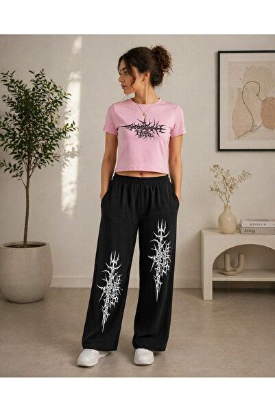 ZAVIXO Minimalist Style Women's Crop T-Shirt Loose Pants Casual Combination