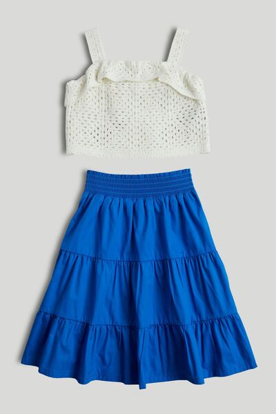 MOTHERCARE طقم توب كروشيه أزرق مع تنورة ماكسي