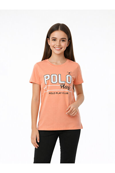 Polo Play By Styli تي شيرت للفتيات المراهقات برقبة دائرية وشعار جرافيك