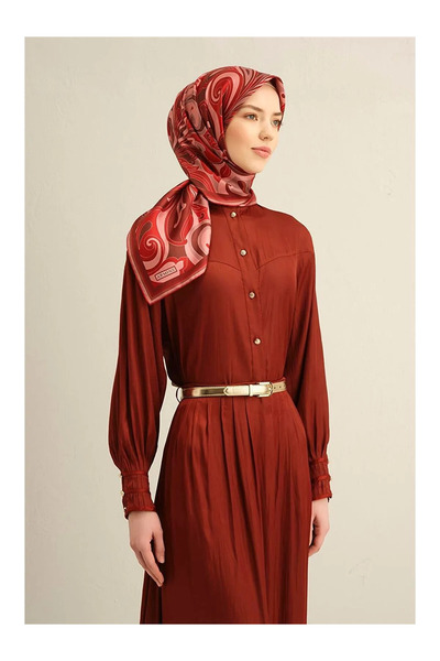 Armine Etnik Desenli Saf İpek Sura Eşarp 9323D 86
