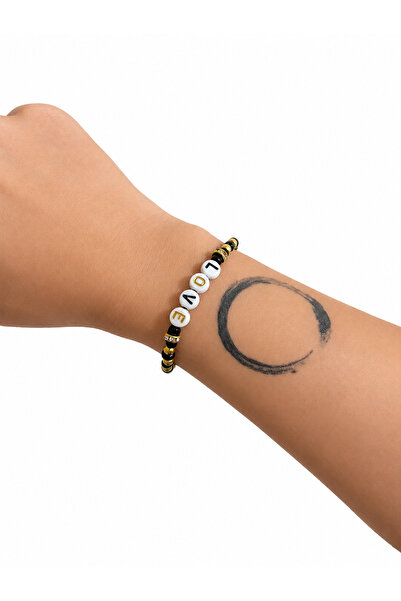 Siyah&Gold Love Boncuk Bileklik