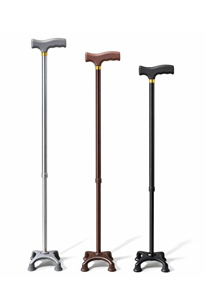 Sepetink Metal 4-Legged Adjustable Support Cane - T-Handle