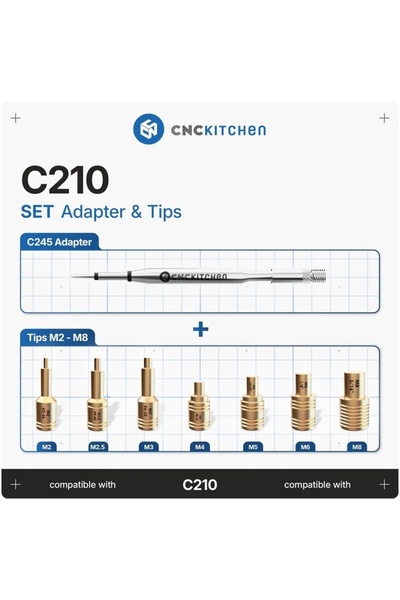 CNC Kitchen Soldering tips M5 cu adaptor C210