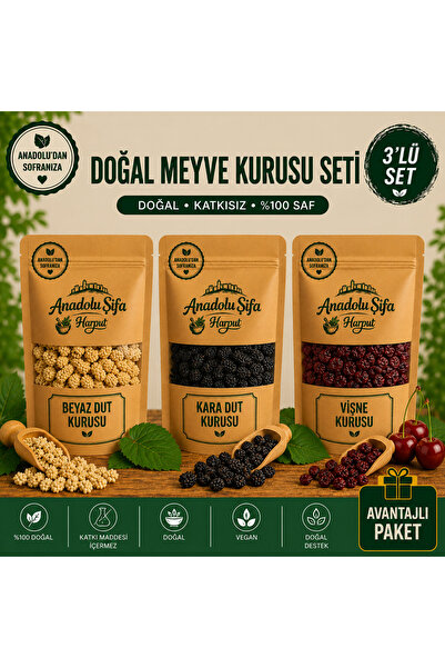 Anadolu Şifa Harput Beyaz dut -Kara dut-Vişne kurusu doğal ve katkısız