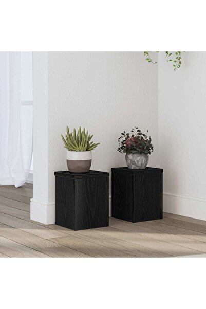 vidaxl Suport pentru plante 2 pcs Stejar Negru 15 x 15 x 20 cm