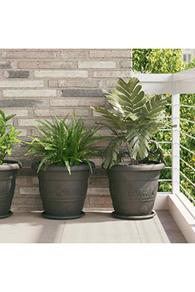 vidaxl Tava rotunda pentru flori 6 pcs Negru Ã˜ 14 x 2 cm Plastic