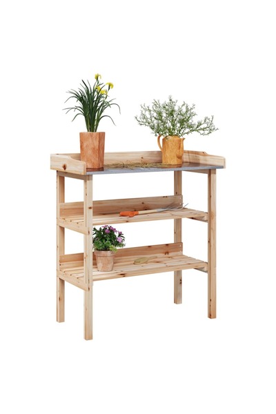vidaxl Masa de plante cu raft, 78x38x82,5 cm, lemn masiv de brad