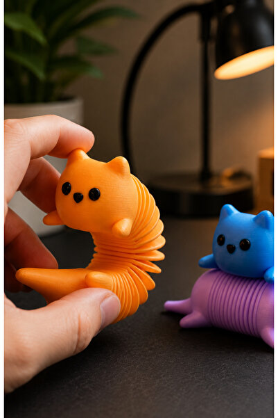 Viro3d 4’lü Esnek Kedi Stres Oyuncağı – Yaylı Fidget Masa Oyuncağı