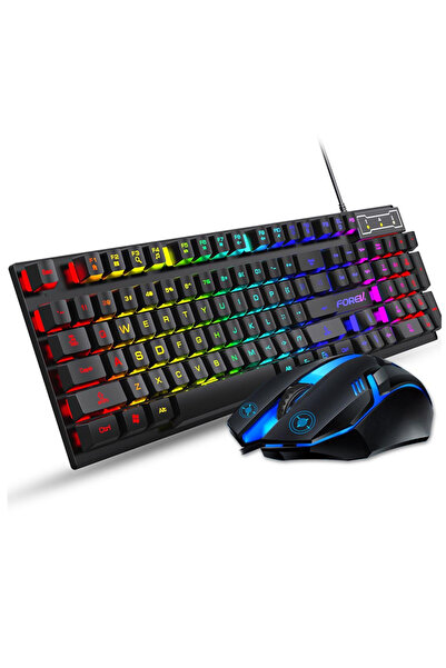 COOLHAWK مجموعة لوحة مفاتيح وماوس للألعاب بإضاءة RGB، لوحة مفاتيح بـ 104 مفتا...