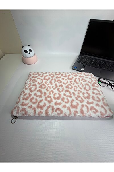 BABY KANGAROO 10-11 inç Peluş Pembe Leopar Desenli Tablet Kılıfı , yumuşak do...
