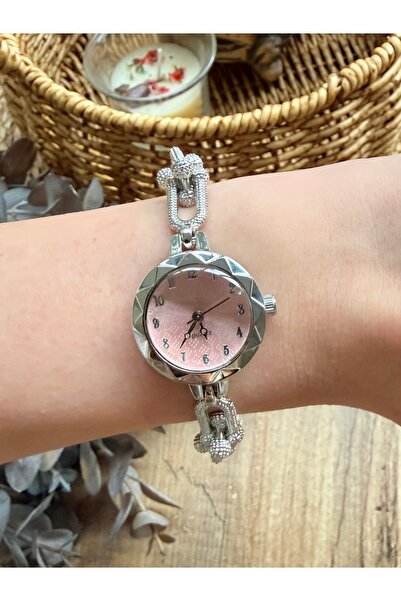 TD TRENDDURAGI Round Design Chain Model Silver Inside Pink Women's Wristwatch