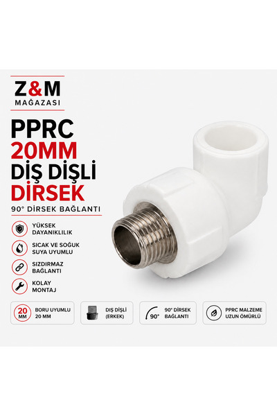 PPRC | 20mm DIŞ DİŞLİ DİRSEK (10 adet)